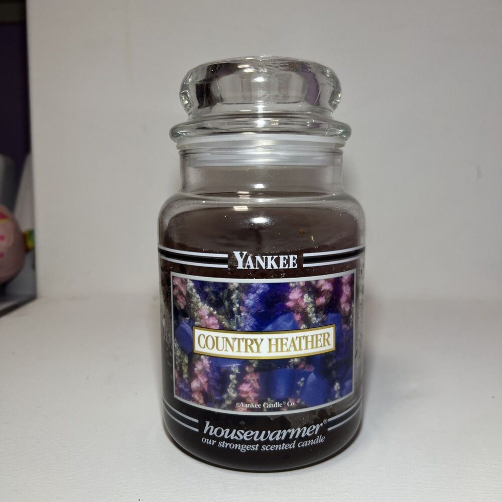 Yankee Candle Country Heather 22oz Floral Flowers Black Band Retired New *RARE*